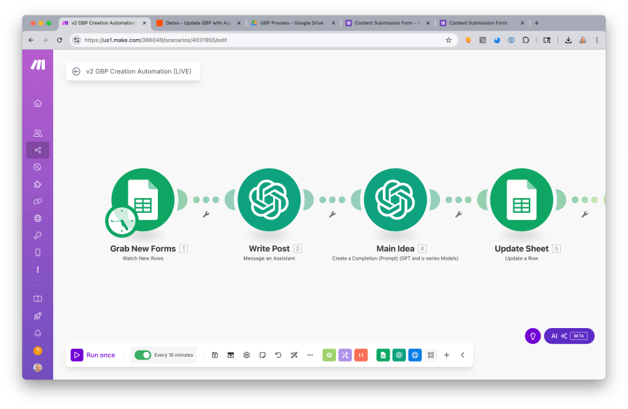 AI Automation - make.com screenshot